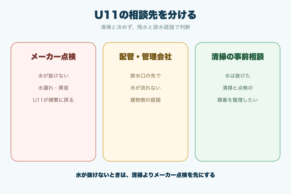 Panasonic U11でメーカー点検と配管業者と清掃相談を分ける基準