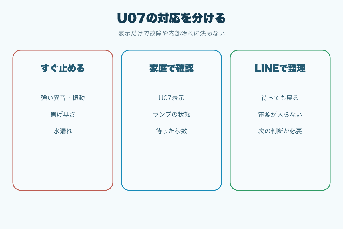 U07で運転停止と家庭確認とLINE相談を分ける