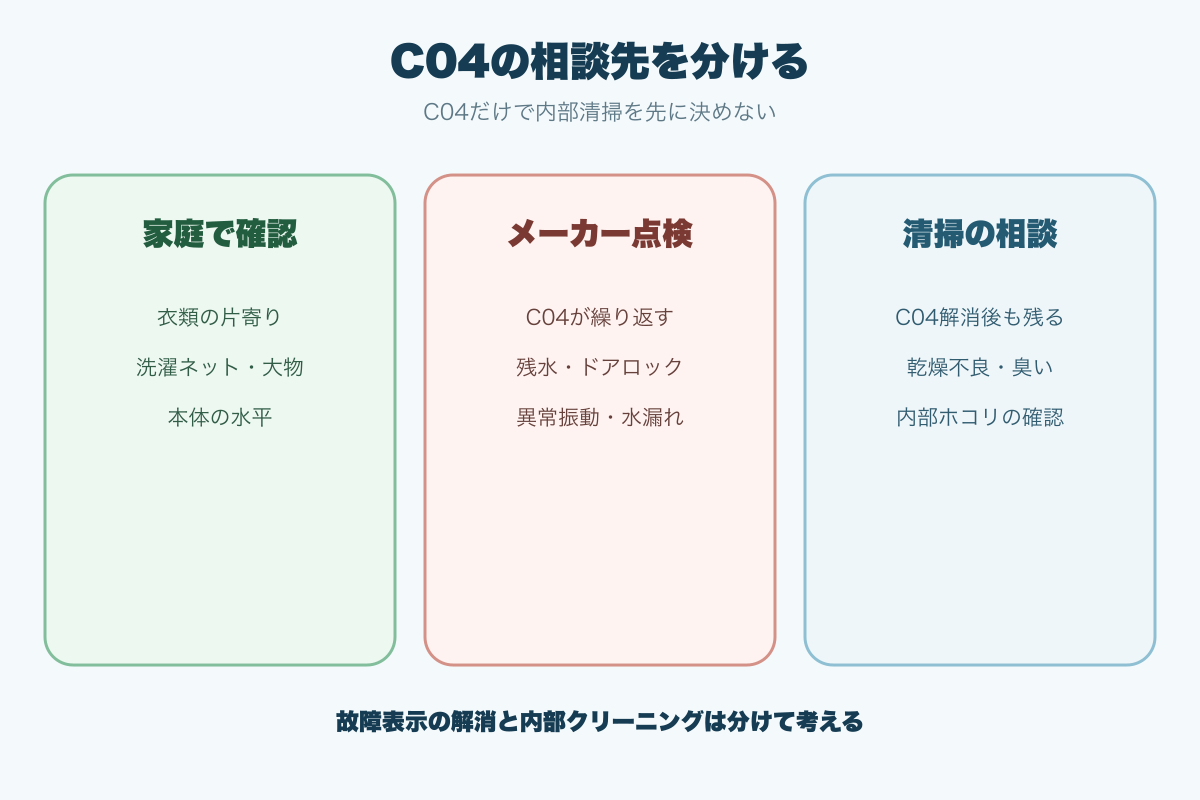 日立C04で家庭確認とメーカー点検と清掃相談を分ける基準