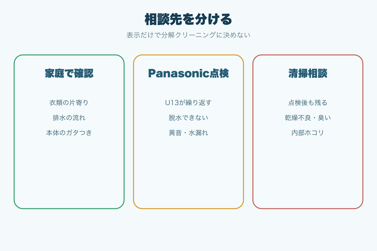 家庭の確認とメーカー点検と清掃相談の境界