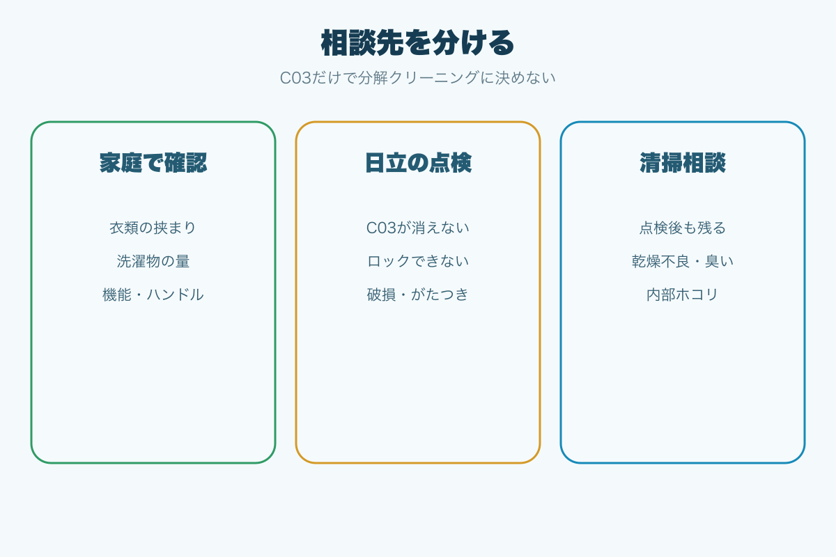 家庭の確認と日立点検と清掃相談の境界